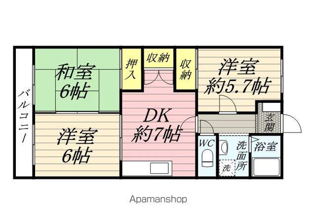 オステンハイム(3DK/2階)の間取り写真