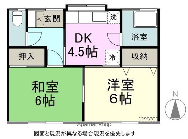 篠ノ井線 広丘駅 徒歩15分 1階建 築47年(2K)の間取り写真
