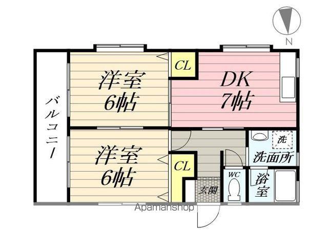 マルゼングリーンコーポ(2DK/2階)の間取り写真