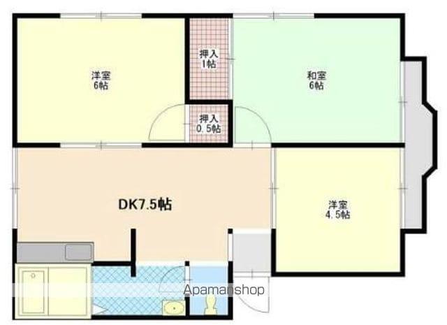 コーポよしおか(3DK/1階)の間取り写真