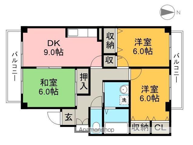 セゾン・メルヴェーユ冬棟 A(3DK/1階)の間取り写真