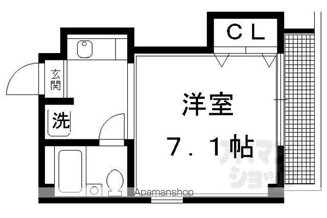 紫野上柏野町マンション(1K/3階)の間取り写真