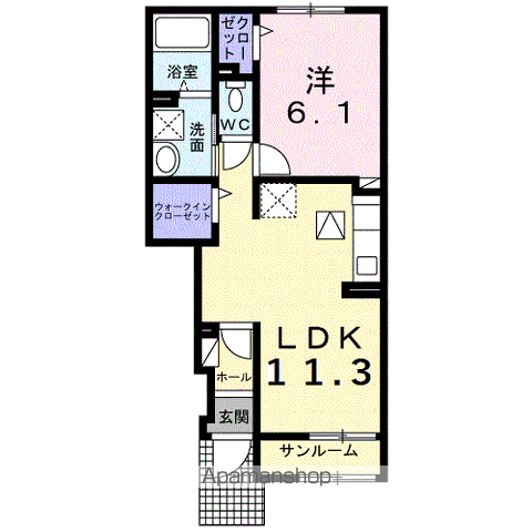 パイン ビレッジ(1LDK/1階)の間取り写真