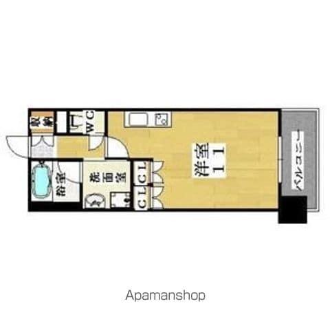 CITY SPIRE難波ウエスト(ワンルーム/2階)の間取り写真