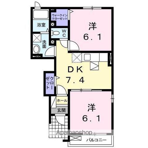 高松琴平電鉄志度線 八栗駅 徒歩6分 2階建 築15年(2DK/1階)の間取り写真