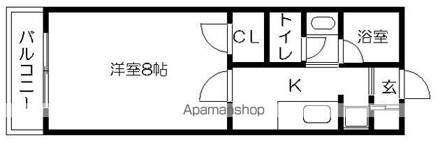 ロイヤル九品寺(1K/1階)の間取り写真