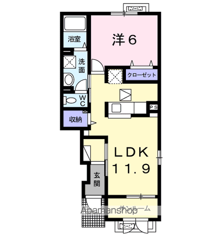 サニー・クラウンⅡ(1LDK/1階)の間取り写真