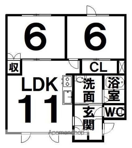 ハスコート清水(2LDK/2階)の間取り写真