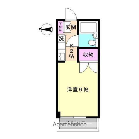 シャトー川島(1K/1階)の間取り写真