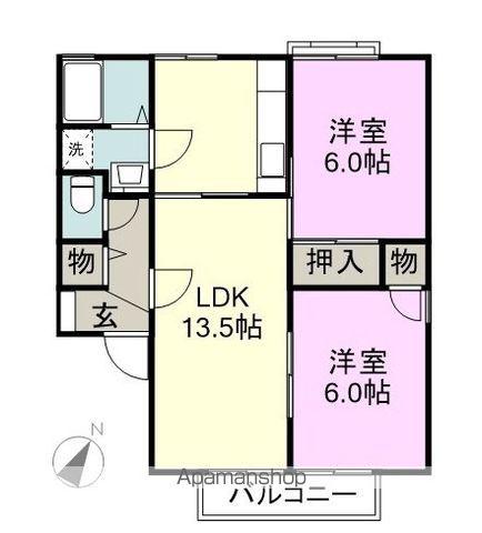 ラ・プレーヌB(2LDK/2階)の間取り写真