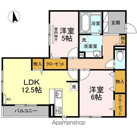 ピアチェーレアミカ(2LDK/3階)の間取り写真