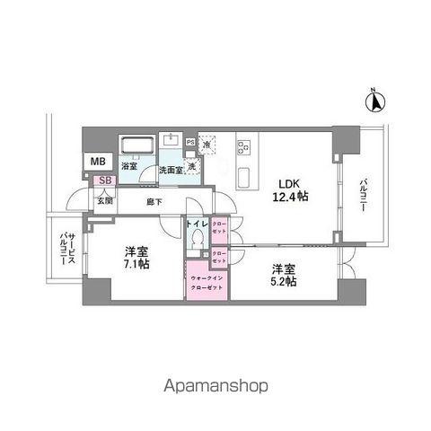 シーズンフラッツ今池ノース(2LDK/6階)の間取り写真