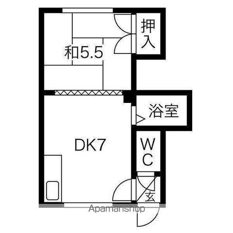 ハイツビアンカ(1DK/2階)の間取り写真