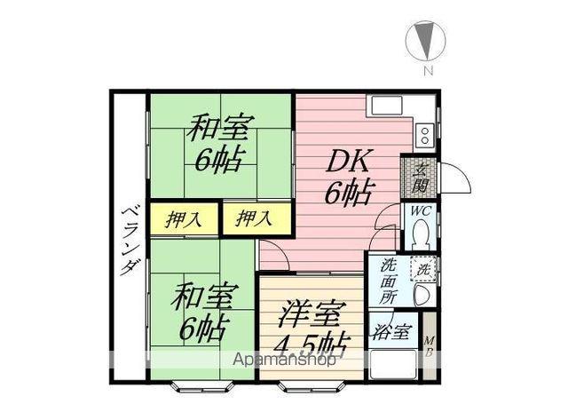 第二ケイアイハイツ(3DK/2階)の間取り写真