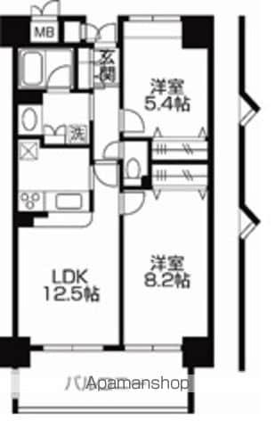 ウィンベル我孫子(2LDK/6階)の間取り写真