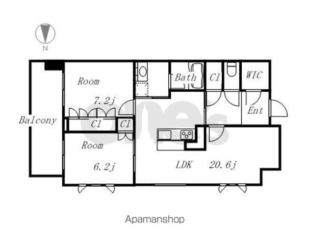 ジュネス清水(2LDK/11階)の間取り写真