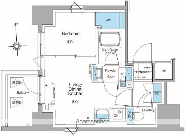 ルフォンプログレ田原町(1LDK/13階)の間取り写真