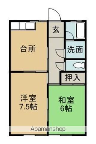 ハイツ72(2DK/2階)の間取り写真