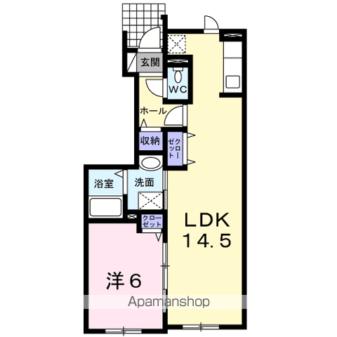 スカーレット(1LDK/1階)の間取り写真