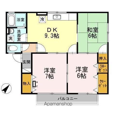 ムーンハイツ(3DK/1階)の間取り写真