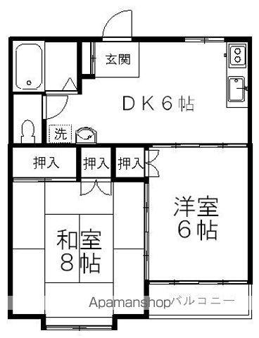 レジデンス中央(2DK/2階)の間取り写真