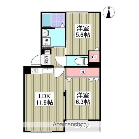 タウンコート旭町(2LDK/3階)の間取り写真