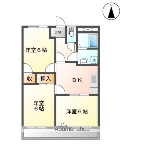 メゾンドソレイユⅡ(3DK/1階)の間取り写真