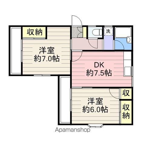 沖ノ根ニューハイツ(2DK/2階)の間取り写真