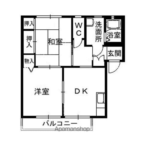 ミレニアムガーデンⅡ(2DK/1階)の間取り写真