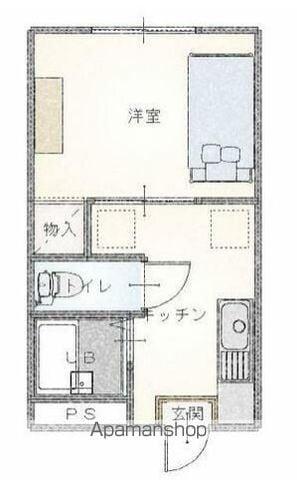 グリーン荘B棟(1K/1階)の間取り写真