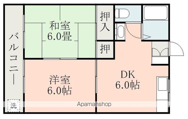 ルミエール一吉Ⅱ(2DK/2階)の間取り写真