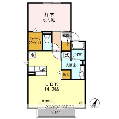 エーデルワイス苗代(1LDK/2階)の間取り写真