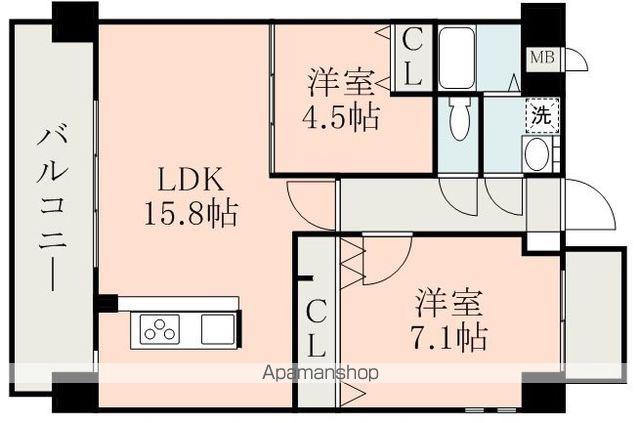 ISM水前寺(2LDK/3階)の間取り写真