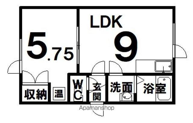 フェリス(1DK/1階)の間取り写真