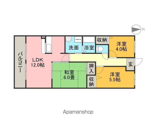 ハイツグリーンガーデン(3LDK/2階)の間取り写真