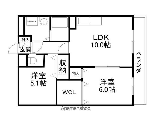リジエールN(2LDK/3階)の間取り写真