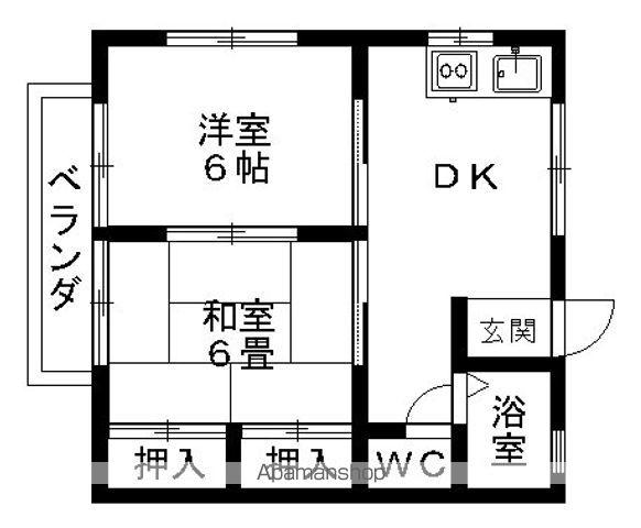 宮川コーポC(2DK/2階)の間取り写真