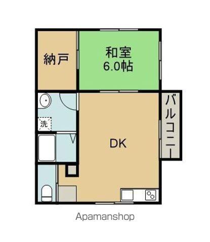 川西町南アパート(1DK/2階)の間取り写真