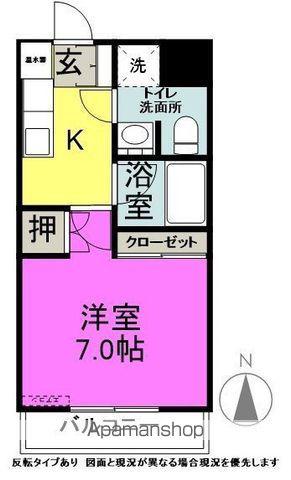カリーテ飛翔(1K/2階)の間取り写真