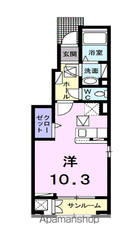 HKR SUNAYAMA Ⅱ(ワンルーム/1階)の間取り写真