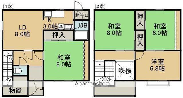 杉並町22番1棟2戸(4LDK/1階)の間取り写真