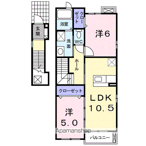 CIELO SERENO(2LDK/2階)の間取り写真