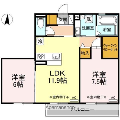 WINS GARDEN B(2LDK/2階)の間取り写真