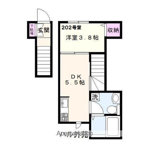 ハル外苑(1DK/2階)の間取り写真
