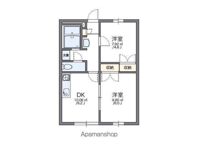 レオパレス西宮北B(2DK/1階)の間取り写真