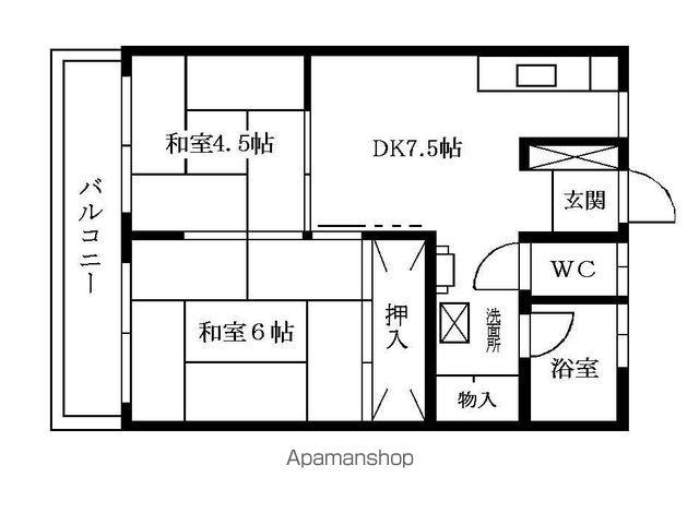 小笹カステリアC棟(1LDK/2階)の間取り写真