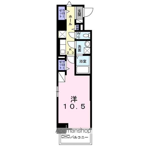 ウィステリア パーク 稲毛海岸(1K/4階)の間取り写真