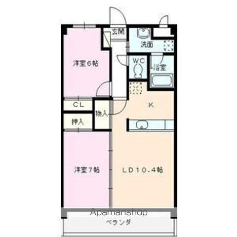 ベルフローラ一社(2LDK/3階)の間取り写真