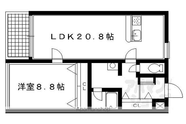 マンション花ノ木(1LDK/1階)の間取り写真