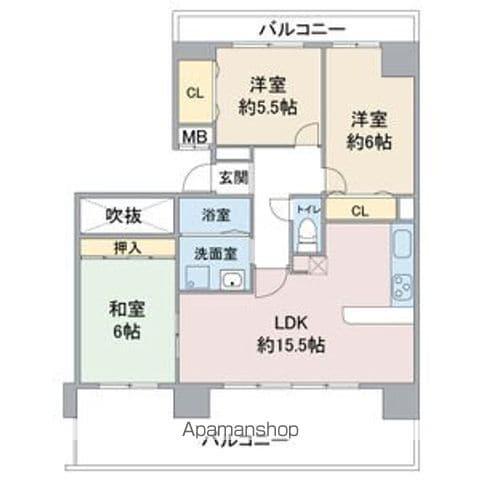 ウィスタリア星ヶ丘(3LDK/1階)の間取り写真